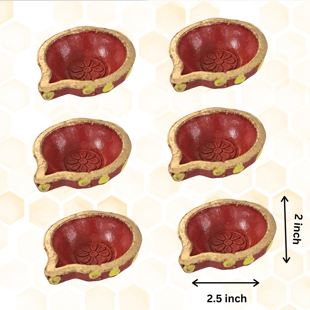 Rgyan Handmade Clay Diya for Puja & Diwali Decoration/ Mitti Ke Diye (Pack of 6, Height: 2.5 inch)