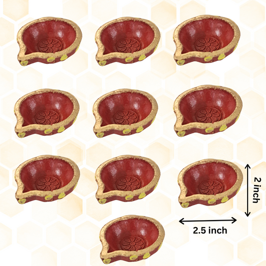 Handmade Clay Diya for Puja & Diwali Decoration/ Mitti Ke Diye (Pack of 10, Height: 2.5 inch)