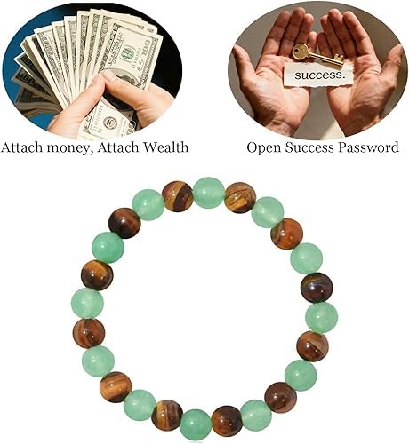 Rgyan, Tiger Eye & Aventurine Crystal Bracelet – Balance, Protection & Positive Energy Bracelet for Men & Women | Elastic Handmade Beaded Design