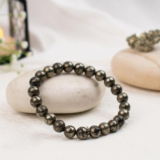 Rgyan, Raw Pyrite Crystal Bracelet – Money Attraction & Confidence Healing Bracelet for Men & Women | Certified Natural Pyrite | Astrology & Energy Bracelet