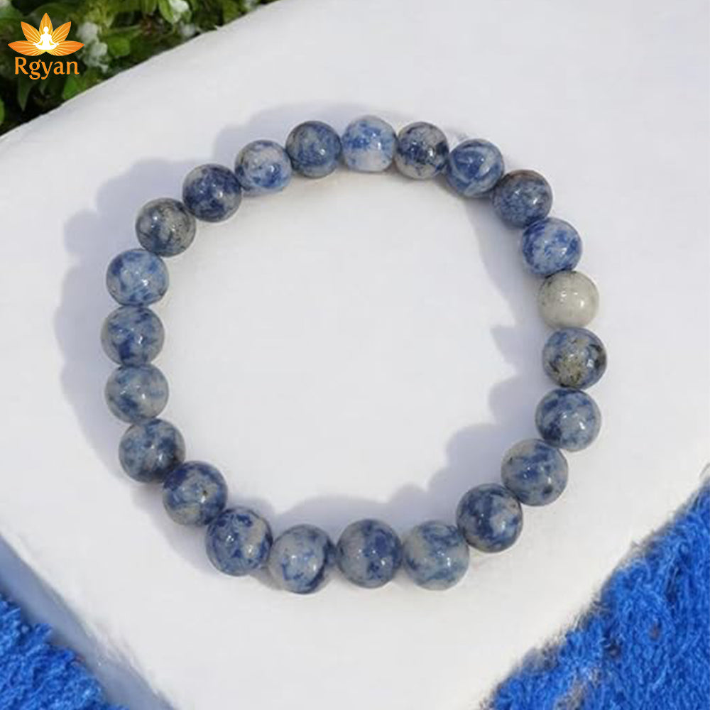 RGYAN Blue Spot Jasper Bracelet, Natural Gemstone