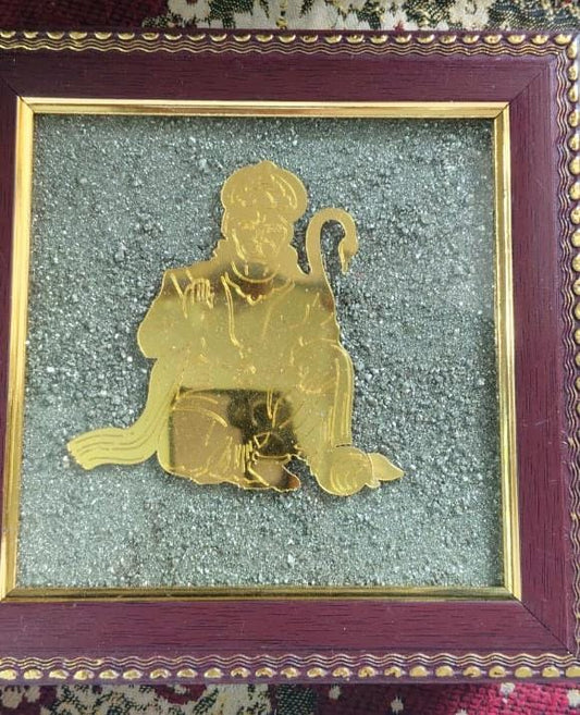 Rgyan, Lord Hanuman Pyrite Frame – Divine Protection & Strength Wall Art