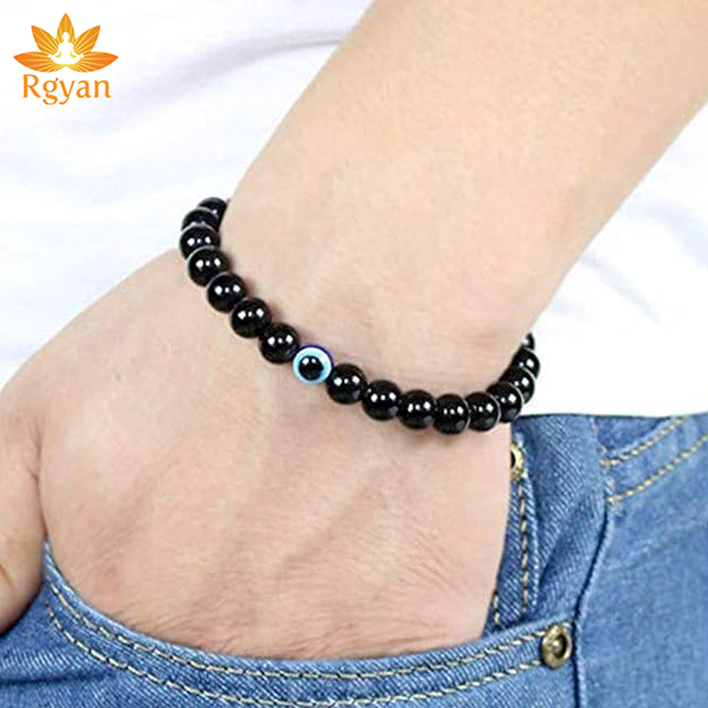 RGYAN Black onyx with evil eye Bracelet to avoid negative energy