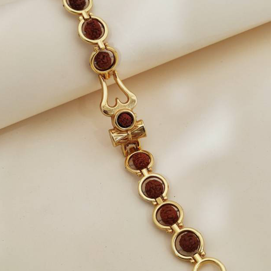 Bracelet OM with rudraksh gold plated