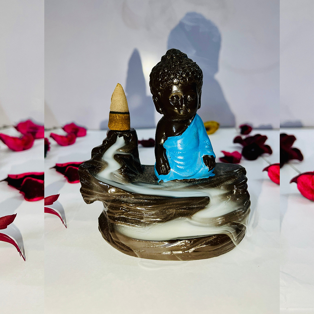 Smoke Buddha Fountain Decorative Design Showpiece with 10 Scented Backflow Incense Cone