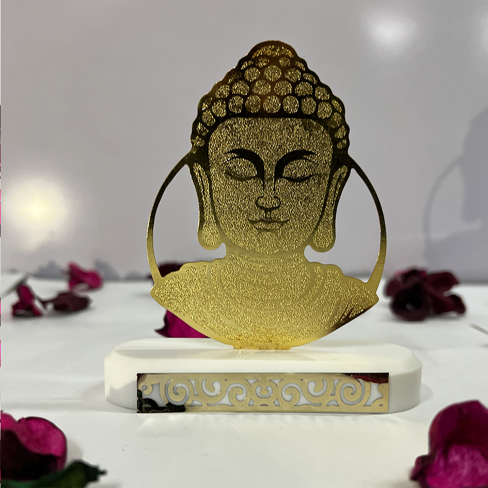 RGYAN Lord Buddha Meditating 24 karat Gold Plated Metallic Design modern showpiece for Home Decor.