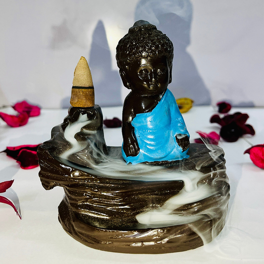 Smoke Buddha Fountain Decorative Design Showpiece with 10 Scented Backflow Incense Cone