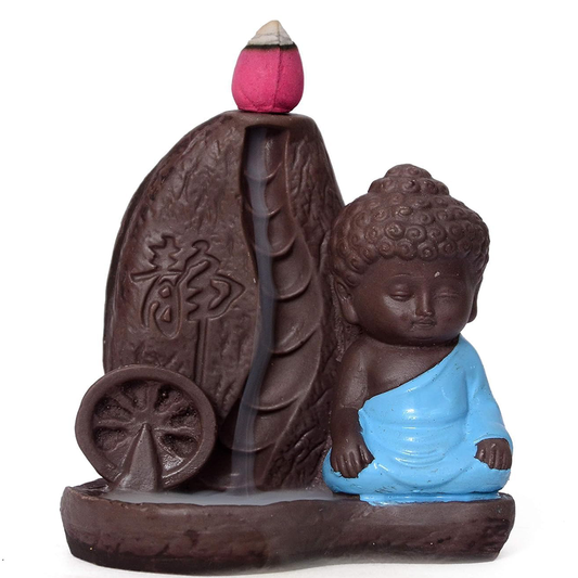 Rgyan Monk Buddha Fountain Decorative Design Showpiece with 10 Scented Backflow Incense Cone