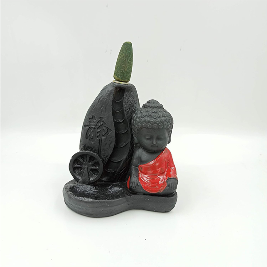 Rgyan Monk Buddha Fountain Decorative Design Showpiece with 10 Scented Backflow Incense Cone