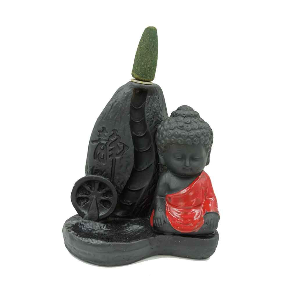 Rgyan Monk Buddha Fountain Decorative Design Showpiece with 10 Scented Backflow Incense Cone