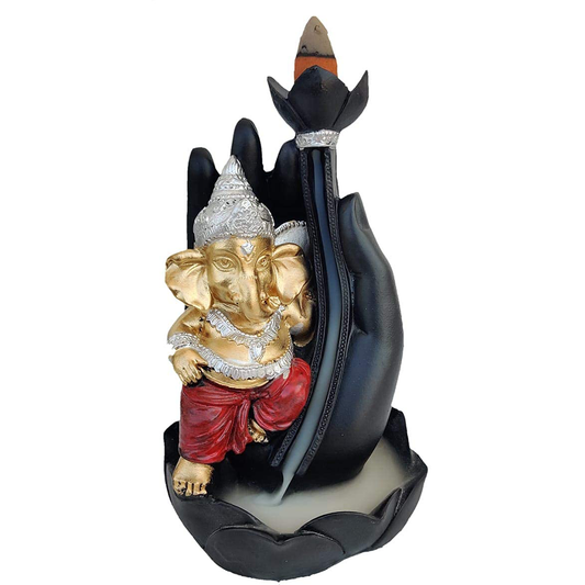 Rgyan Lord Ganesha Smoke Backflow Cone Incense Holder Decorative Showpiece with 10 free Smoke Backflow