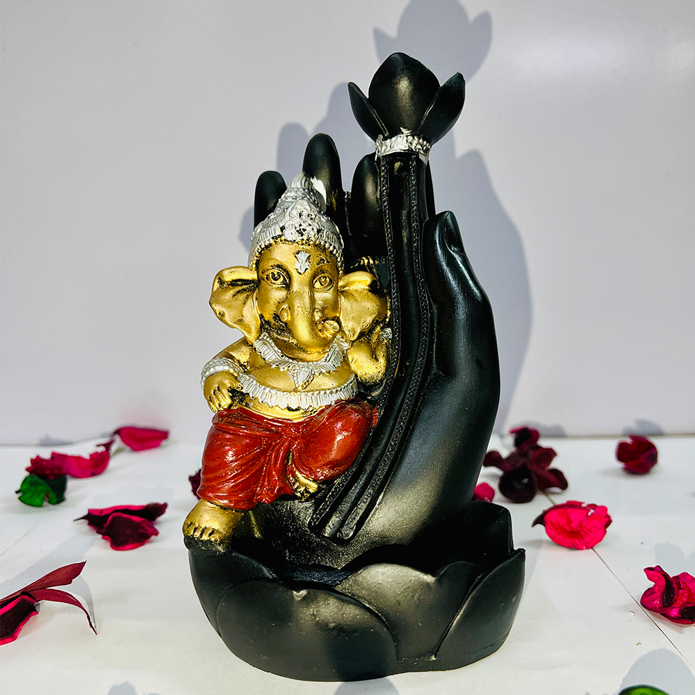 Rgyan Lord Ganesha Smoke Backflow Cone Incense Holder Decorative Showpiece with 10 free Smoke Backflow