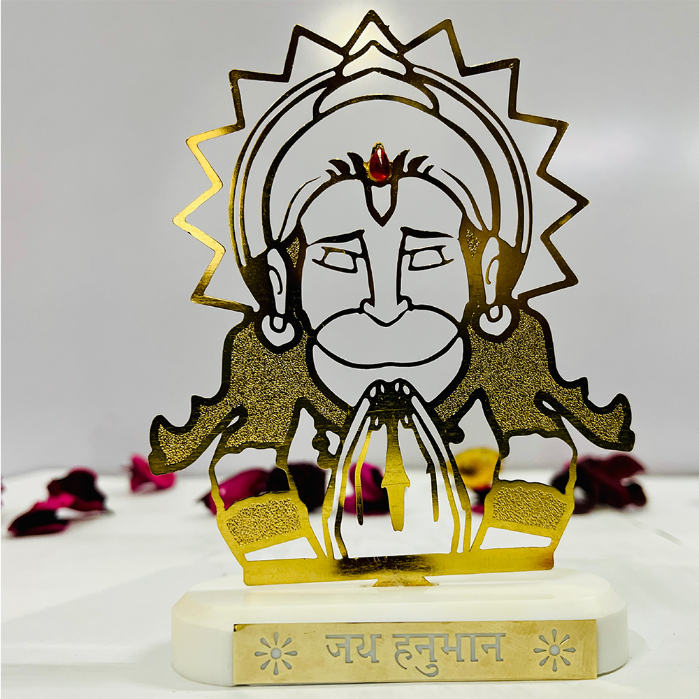 RGYAN Lord Hanuman Figure 24 karat Gold Plated Metallic Design modern showpiece for Home Decor.