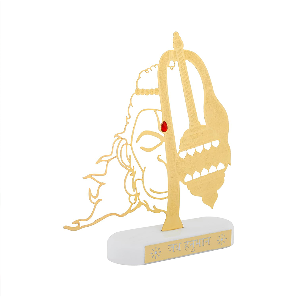 RGYAN Lord Hanuman Half face Figure 24 karat Gold Plated Metallic Design modern showpiece for Home Decor.