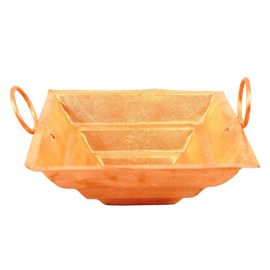 Copper Finish Mini Yagya Hawan Kund for Puja