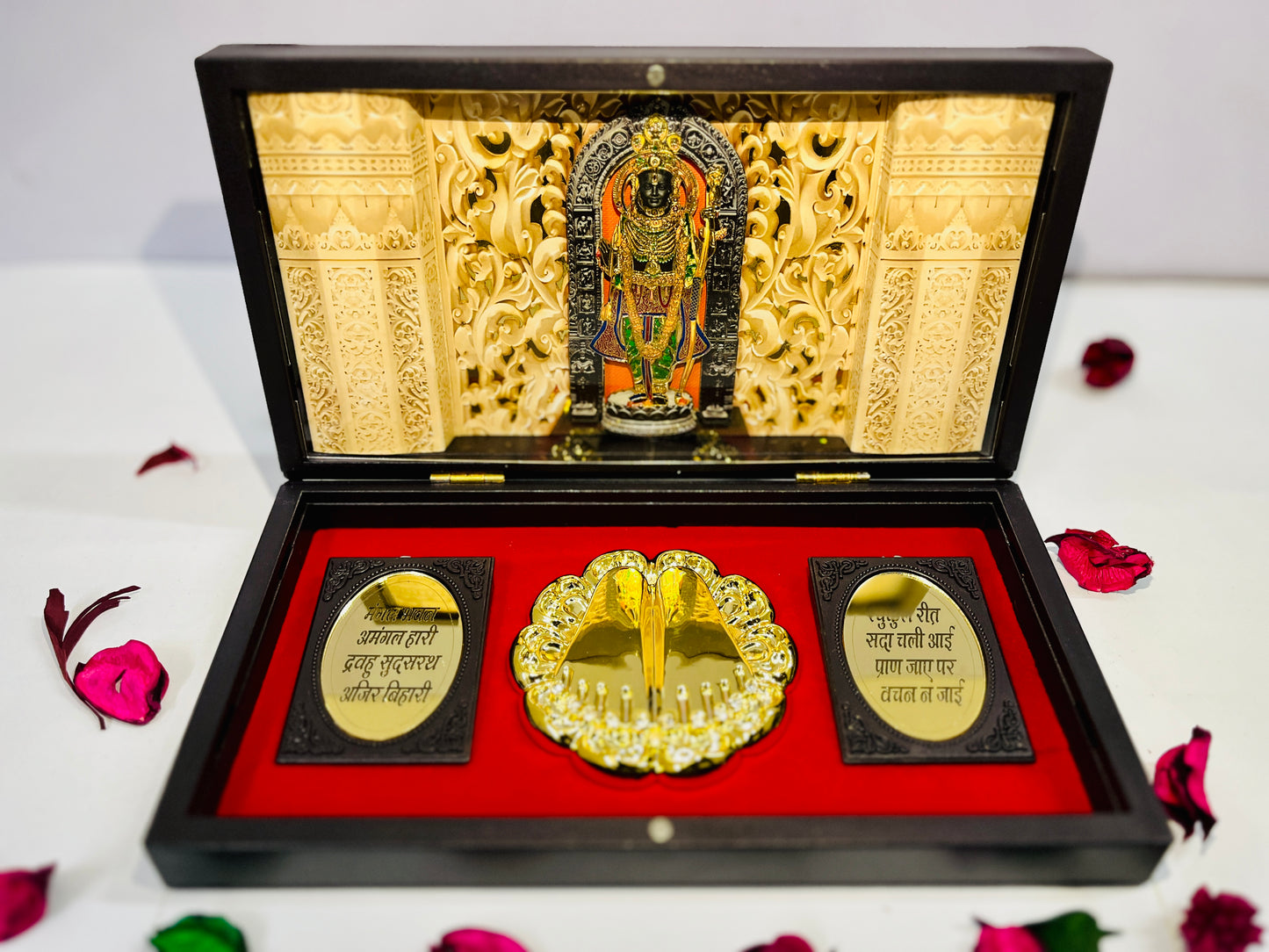 Rgyan Ram Lalla 24K Gold Plated Religious Frame Photo Frame with Charan Paduka Return Gifts for Home Puja Office