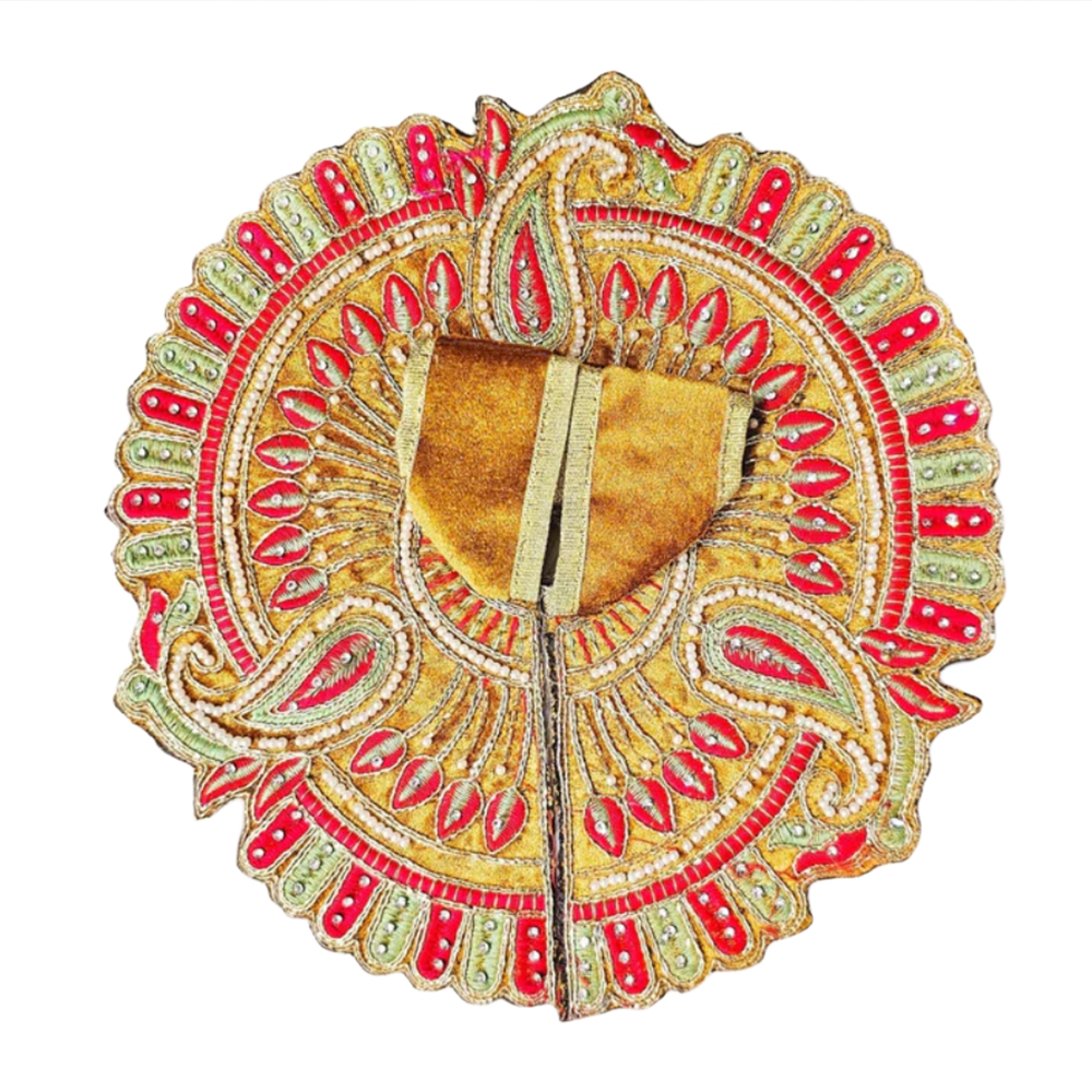 Moti Work Shaneel Lace Golden colour Laddu Gopal Poshak/Dress