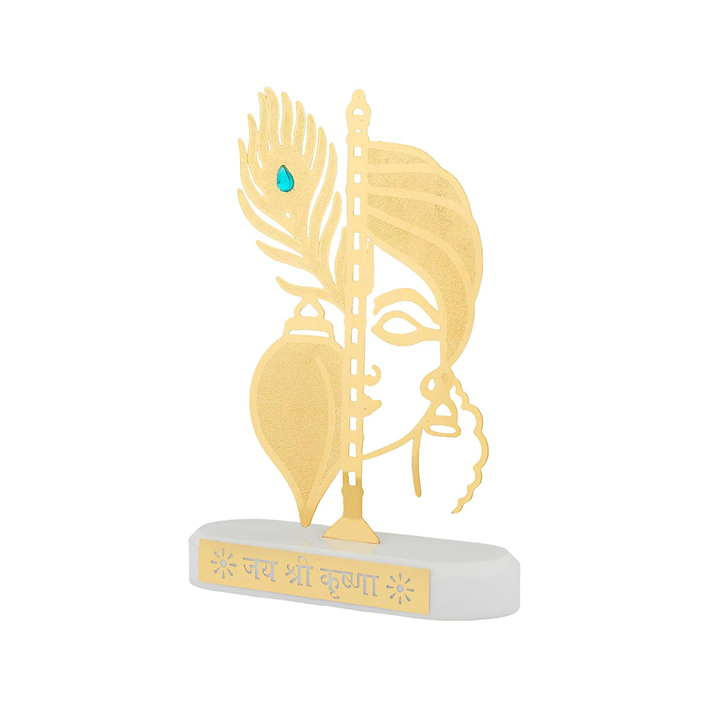 RGYAN Lord Krishna Half face Figure 24 karat Gold Plated Metallic Design modern showpiece for Home Decor.
