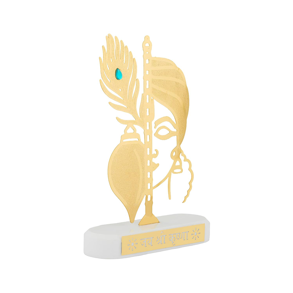 RGYAN Lord Krishna Half face Figure 24 karat Gold Plated Metallic Design modern showpiece for Home Decor.