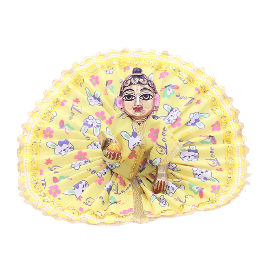 Kitty Printed Yellow Summer Poshak/Dress For Laddu Gopal ji