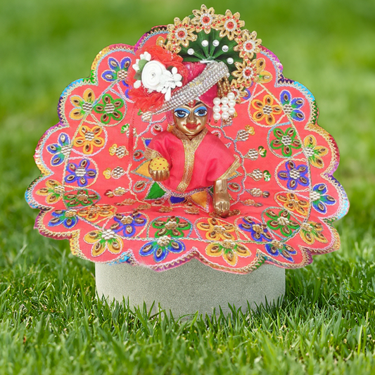 Kundan Work Blended Thread Red Colour Laddu Gopal Poshak/Dress