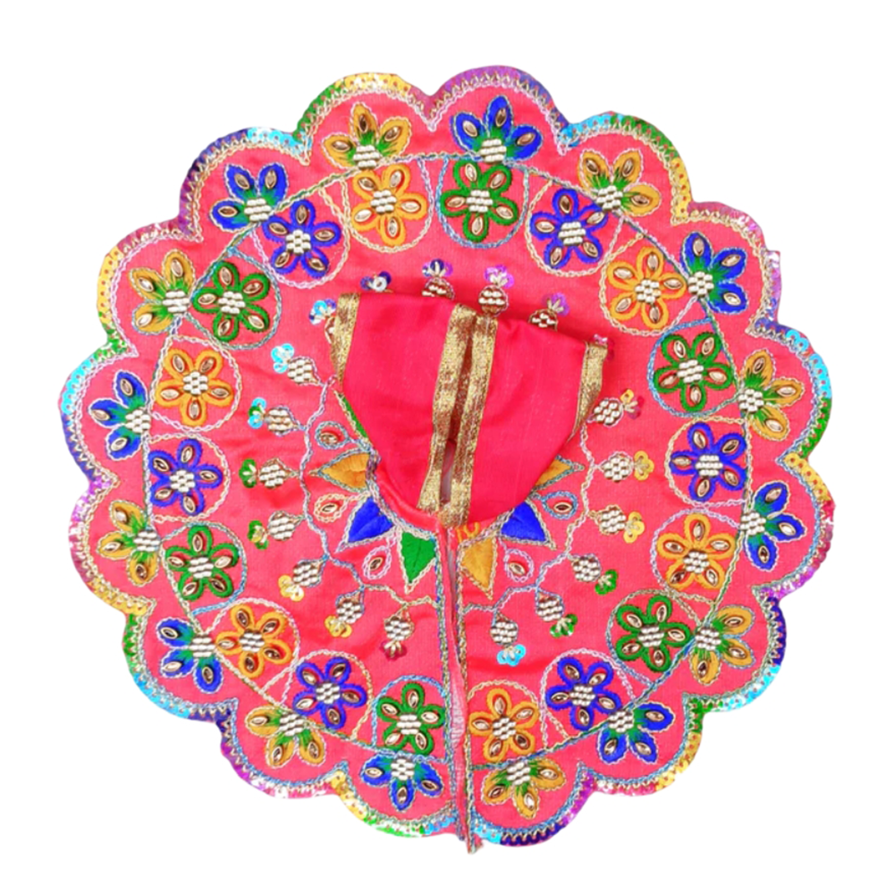 Kundan Work Blended Thread Red Colour Laddu Gopal Poshak/Dress