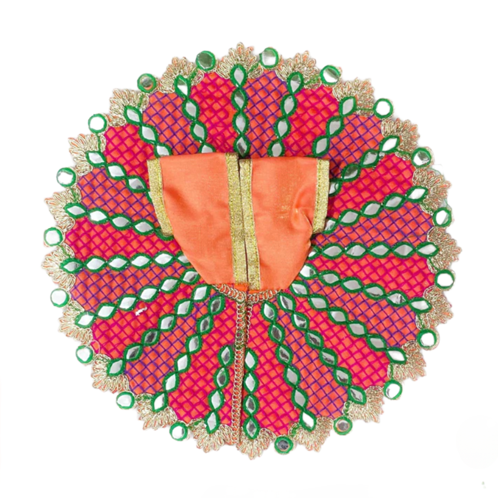Lace Work Blended Thread Orange Colour Laddu Gopal Poshak/Dress