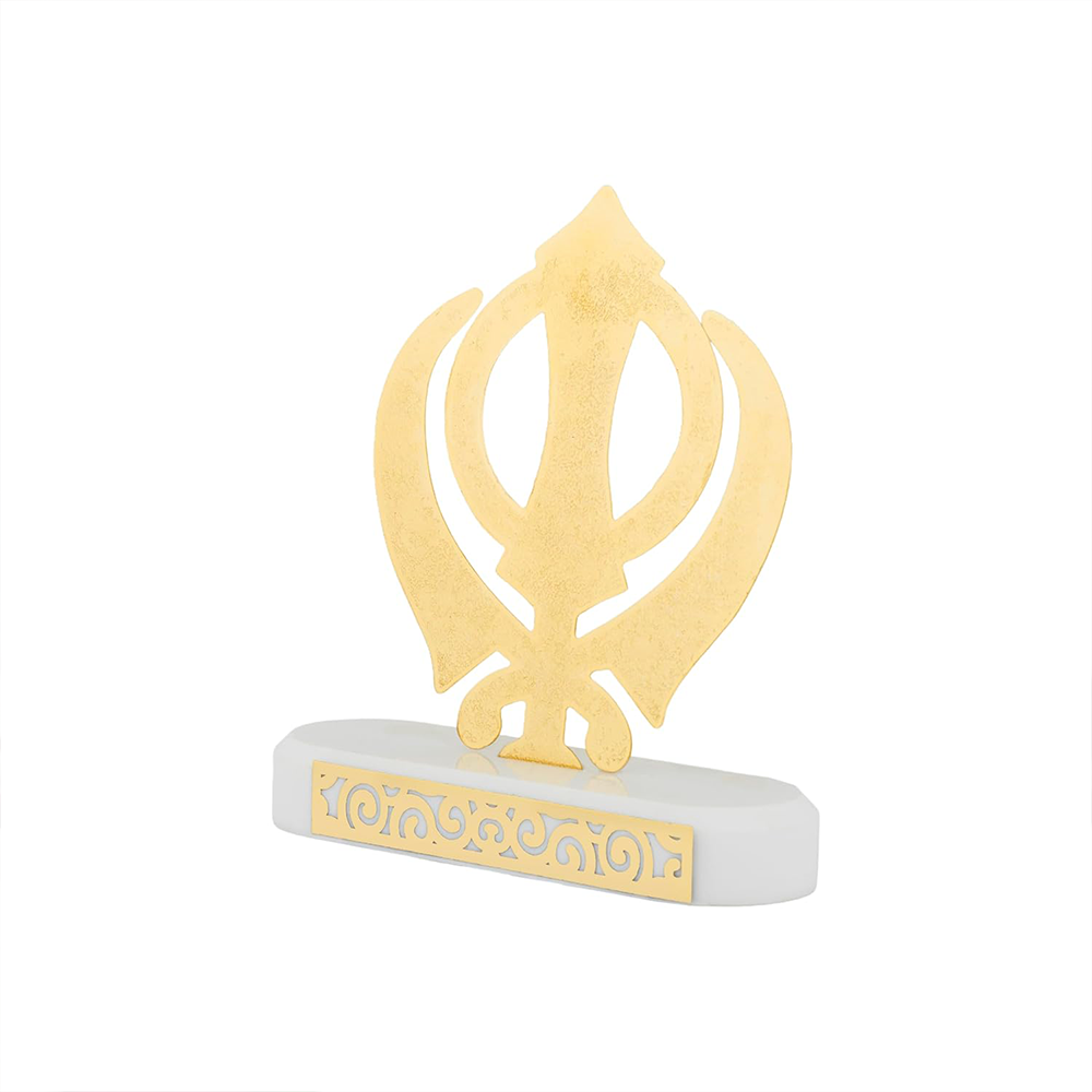 RGYAN Khanda Sikh Symbol 24 karat Gold Plated Metallic Design modern showpiece for Home Decor