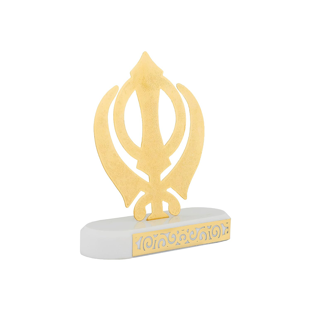 RGYAN Khanda Sikh Symbol 24 karat Gold Plated Metallic Design modern showpiece for Home Decor