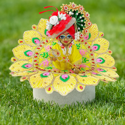 Stone Work Blended Thread Lemon Colour Laddu Gopal Poshak/Dress