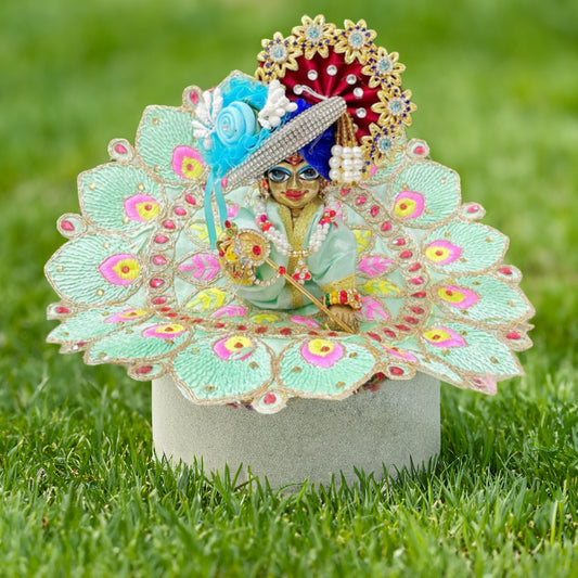 Stone Work Blended Thread Sea Green Colour Laddu Gopal Poshak/Dress