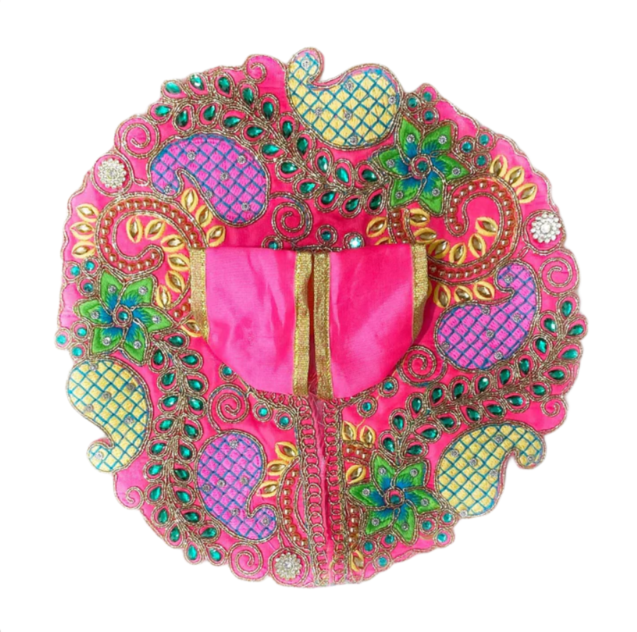 Stone Work Blended Thread Brink Pink Colour Laddu Gopal Poshak/Dress