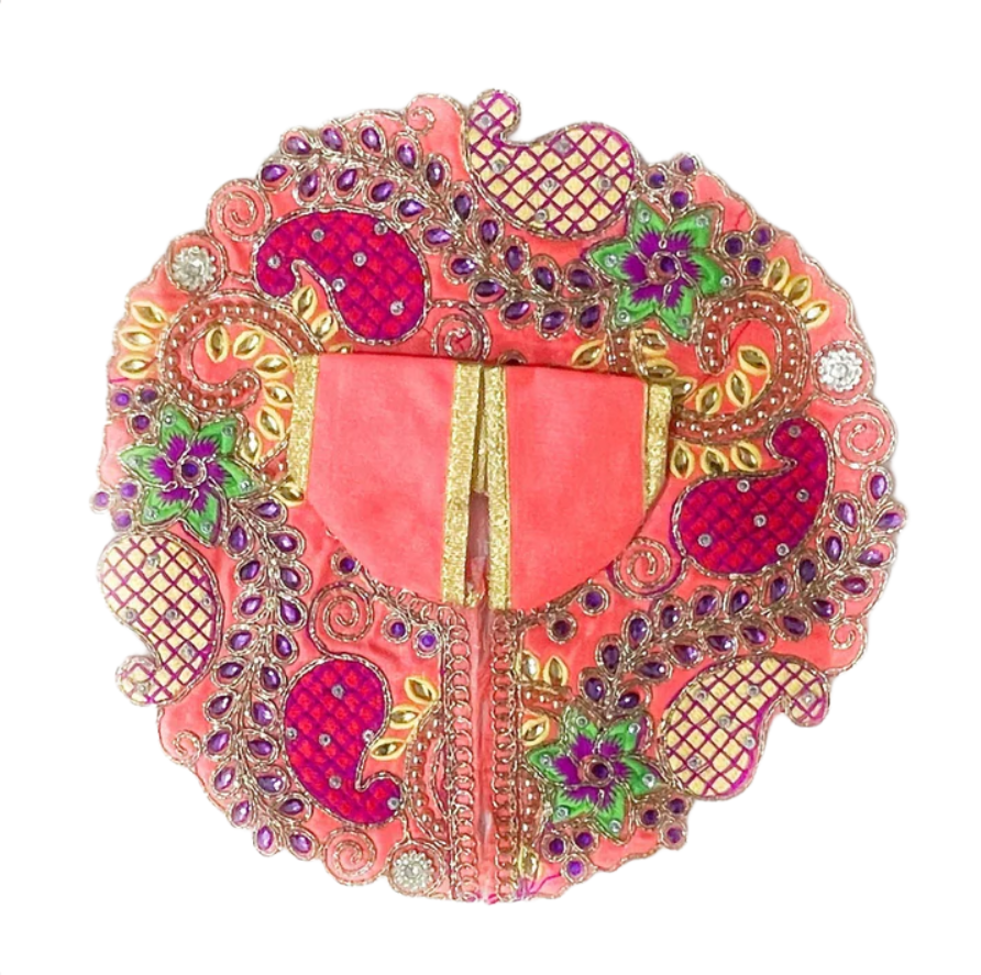 Stone Work Blended Thread Orange Colour Laddu Gopal Poshak/Dress