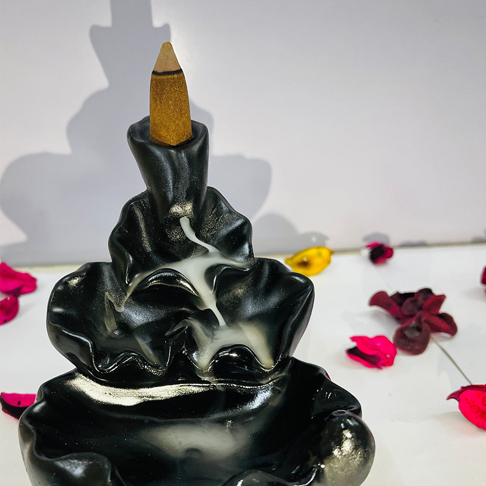 Rgyan Handmade Ceramic Backflow Waterfall Incense Burner for Home Yoga Aromatherapy Relaxation