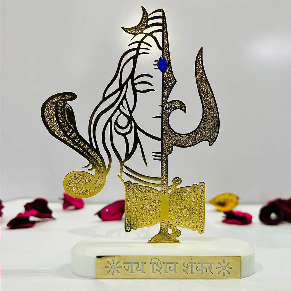 RGYAN Lord Shiva Half face Figure 24 karat Gold Plated Metallic Design modern showpiece for Home Decor.