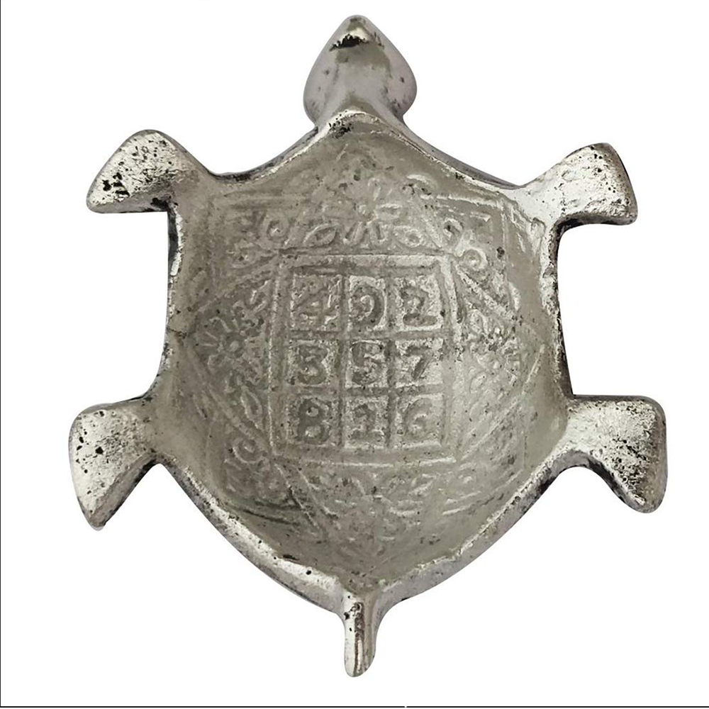 Feng Shui Metal Tortoise | Turtle with Glass Plate 5.5 Inch Diameter