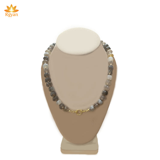 RGYAN Agate Pumpkin Gemstone Necklace Gray