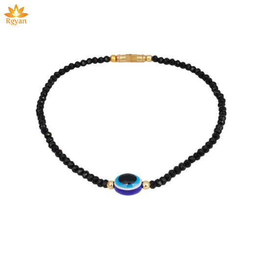 RGYAN Women Single Black Beaded Evil Eye Anklet