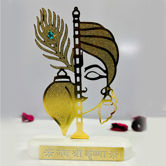 RGYAN Lord Krishna Half face Figure 24 karat Gold Plated Metallic Design modern showpiece for Home Decor.