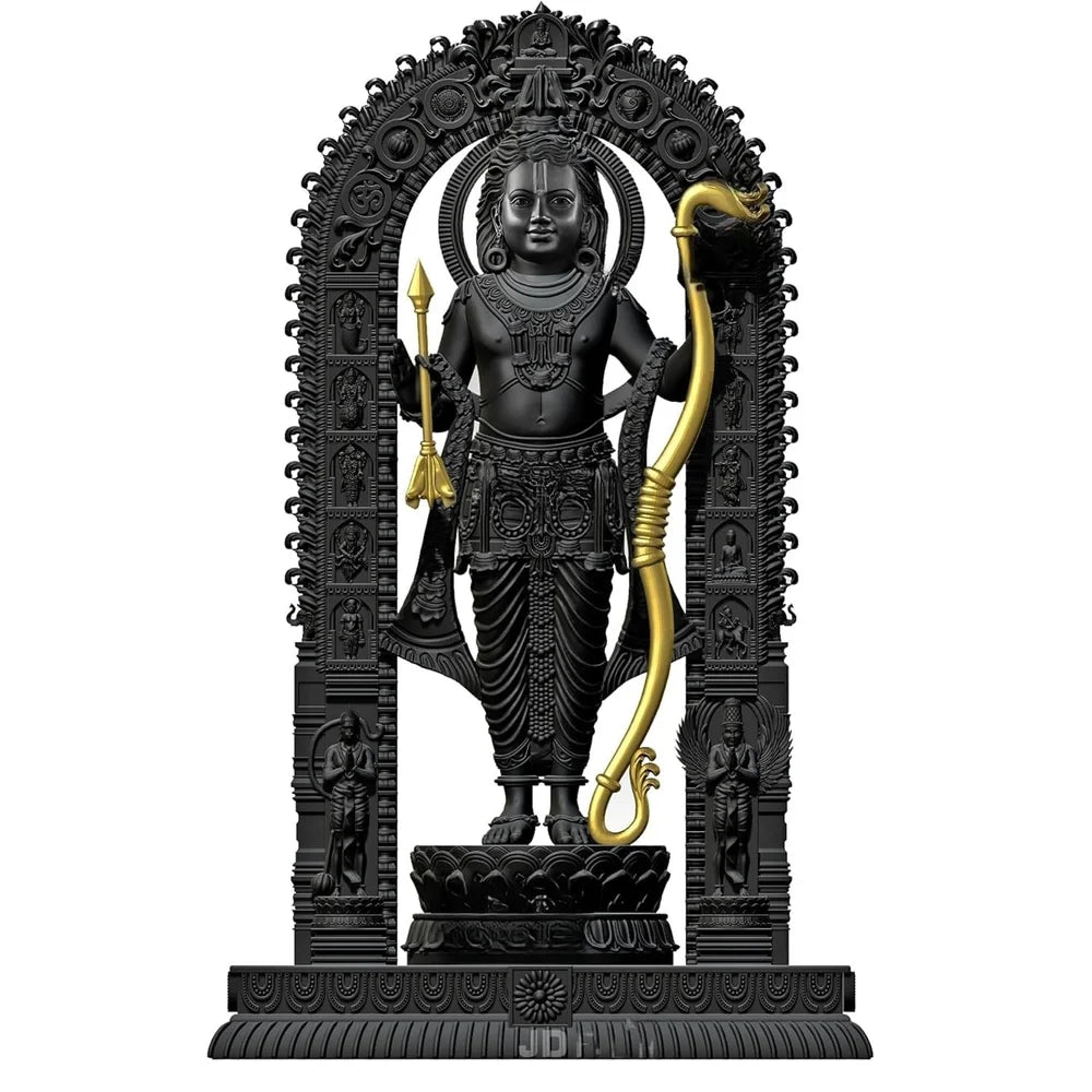 RGYAN Ram Lalla Statue(Idol) Black Resin For Home Decor, Temple and Car Dashboard