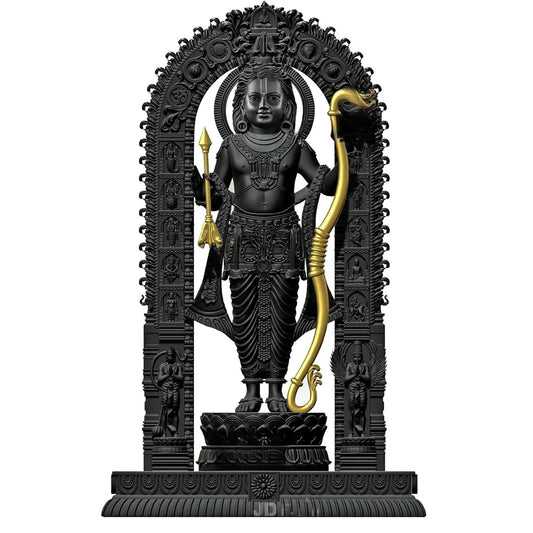 RGYAN Ram Lalla Statue(Idol) Black Resin For Home Decor, Temple and Car Dashboard