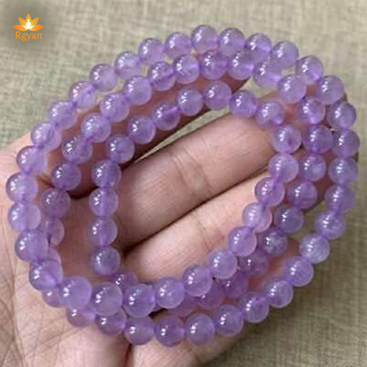 RGYAN Natural Lavender Amethyst Gemstone Round Crystal Bead Mala