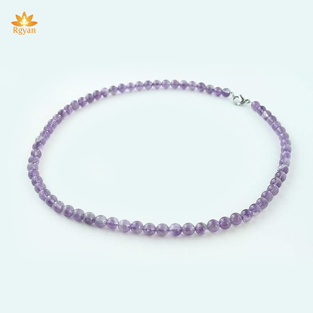 RGYAN Natural Lavender Amethyst Gemstone Round Crystal Bead Mala