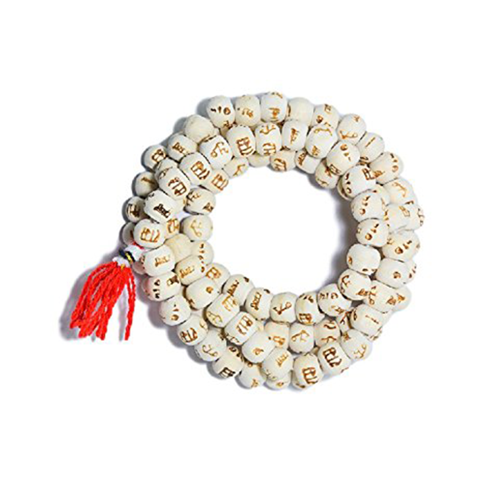 Tulsi Mala with Ram on Every Ivory Wood Beads