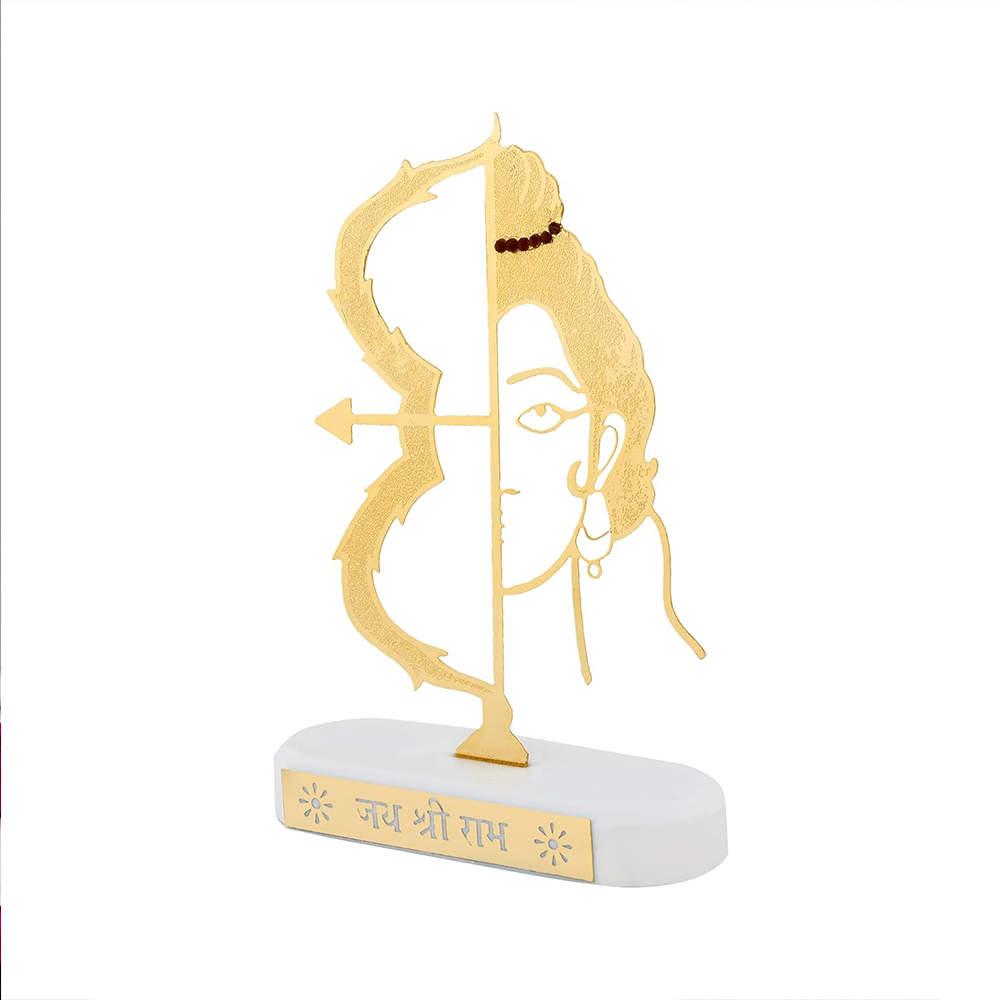 RGYAN Lord Ram Half face Figure 24 karat Gold Plated Metallic Design modern showpiece for Home Decor.
