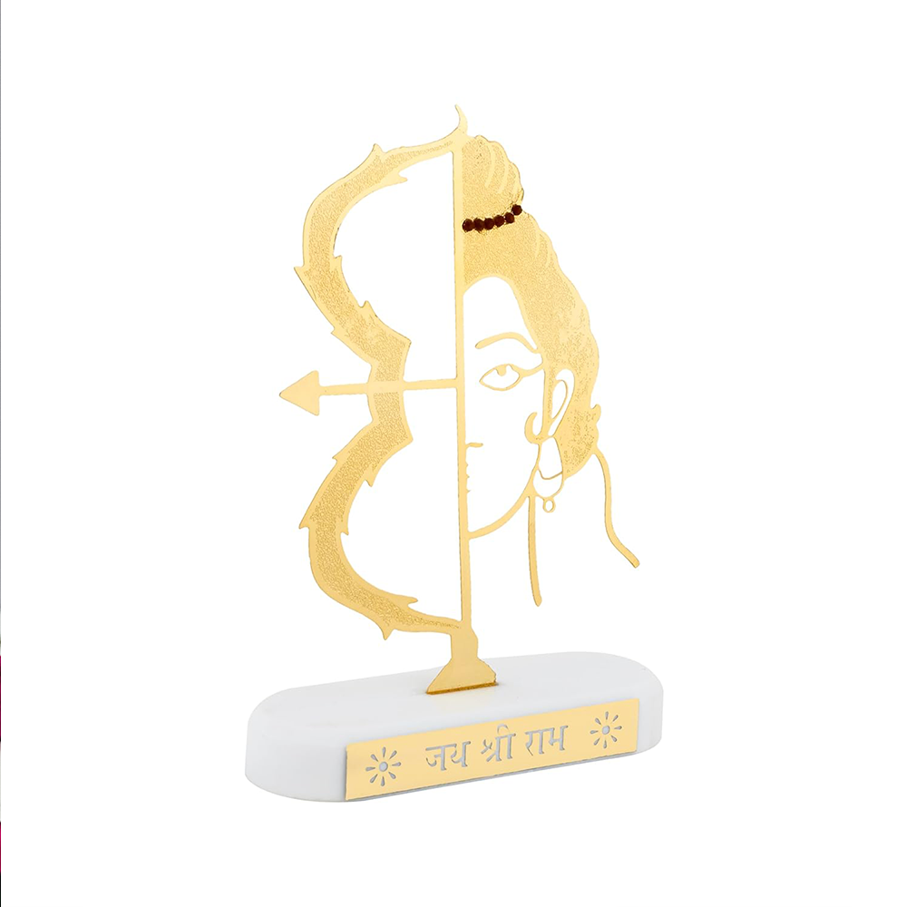 RGYAN Lord Ram Half face Figure 24 karat Gold Plated Metallic Design modern showpiece for Home Decor.