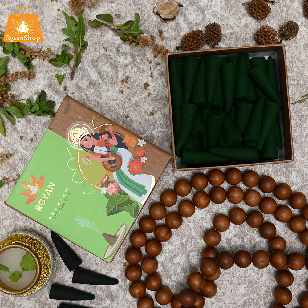Rgyan Natural Incense Cones - Tulsi Dhoop Cones