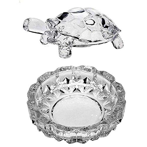 Crystal Tortoise Glass turtle with Beautiful Bowl Plate Vastu Set for Good Luck.