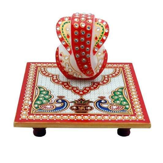 RGYAN, Handcrafted Marble Chowki Ganesh
