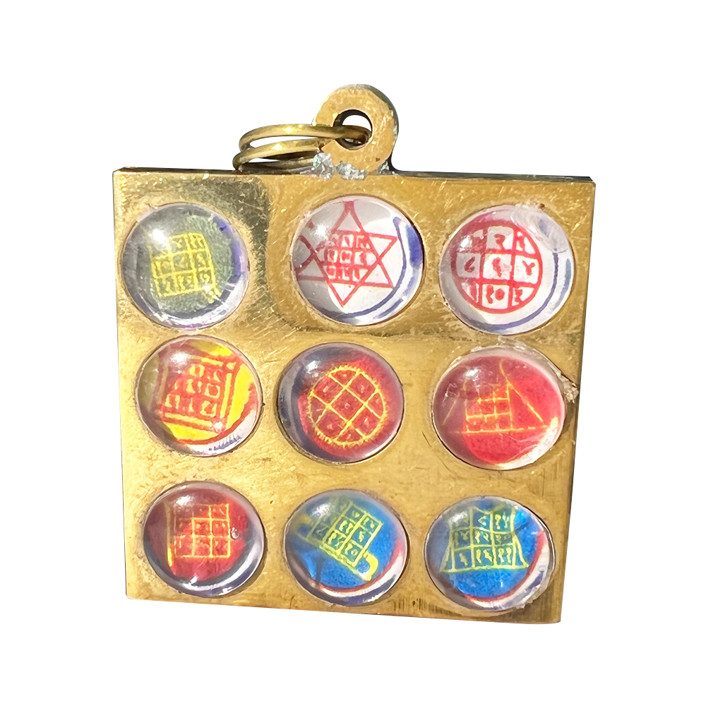 Shri Navgraha Raksha Kavach Yantra Pendant Brass / Locket To Negate Maleific effects of Nine Planets.